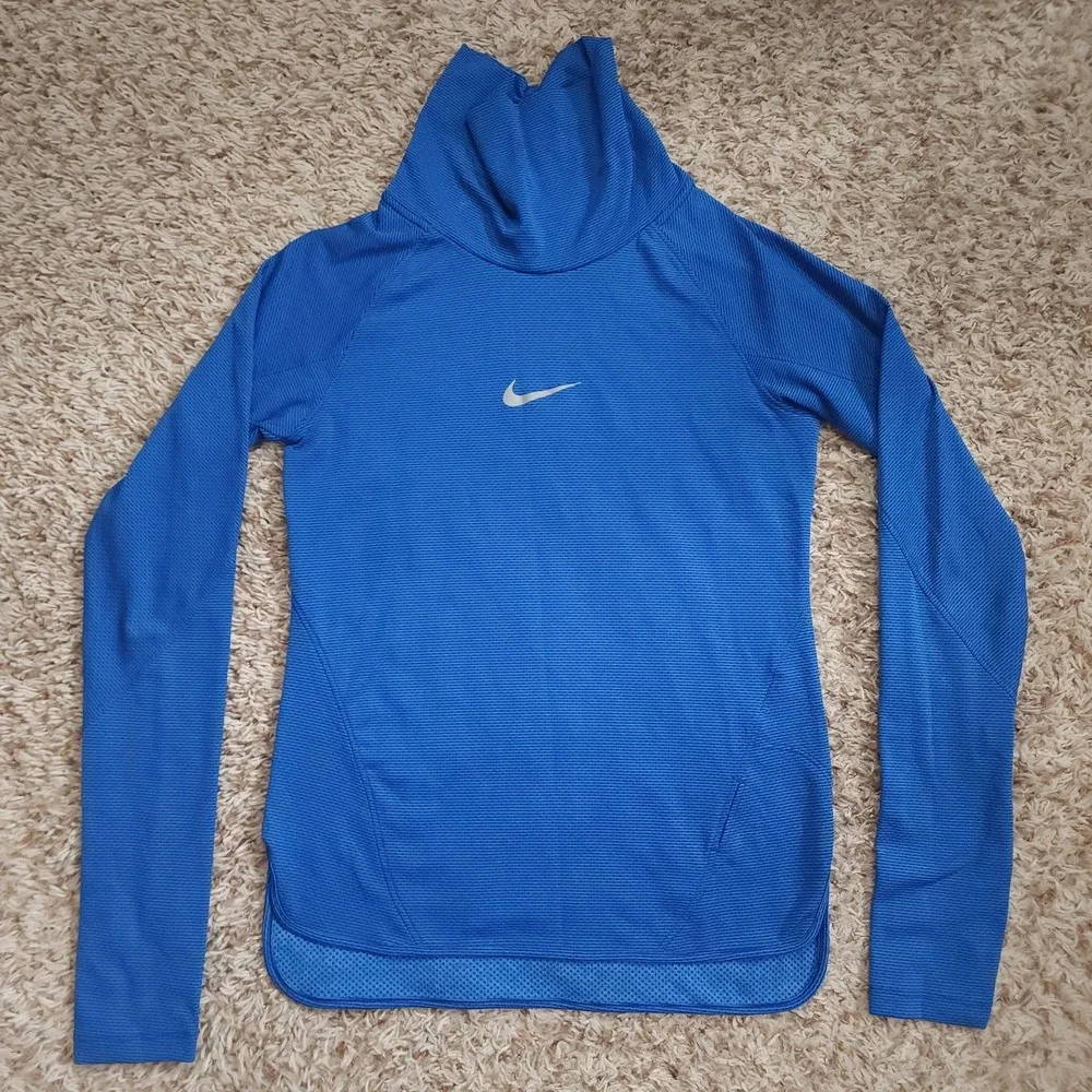 Nike Dri-Fit Running Turtle Neck Blue Womens S Long‎ Sleeve Shirt